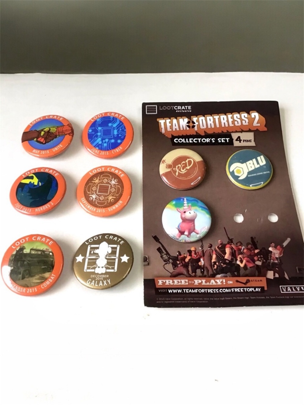 Loot Crate Pins Lot of 9 Collectors Buttons 2015 Team Fortress 2